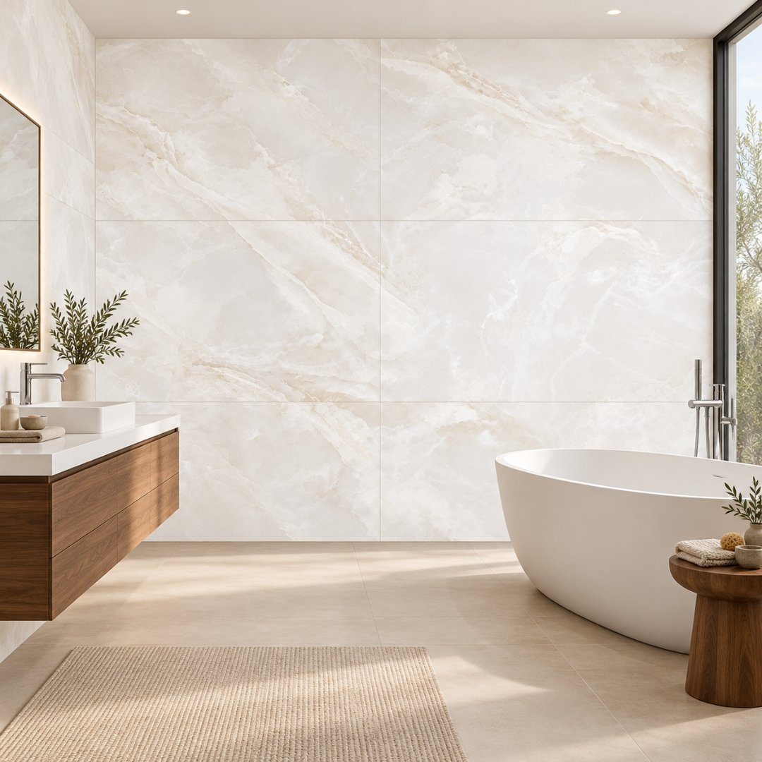 RSC - CRYSTAL WHITE, marble-look wall tile for bathroom
